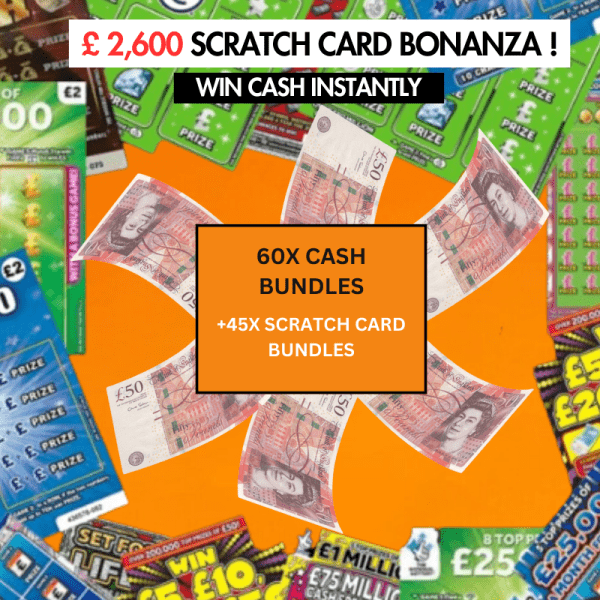 Instant Wins £2600 Scratch Card Bonanza £200 Cash Prize