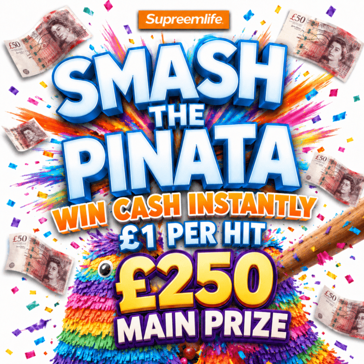 NEW £5000 SMASH THE PINATA! £1 PER HIT!